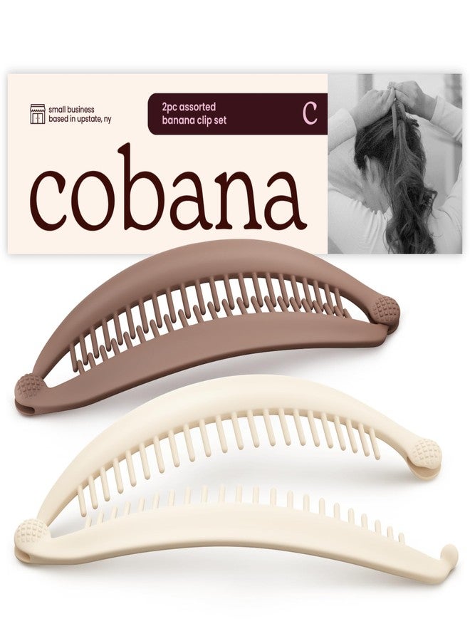 Cobana Banana Clip Hair Clips - Volumizing Hair Claw Clips & Hair Styling Accessories for Thick & Thin Hair - Large 6'' Set of 2 (Neutral) - Image 1